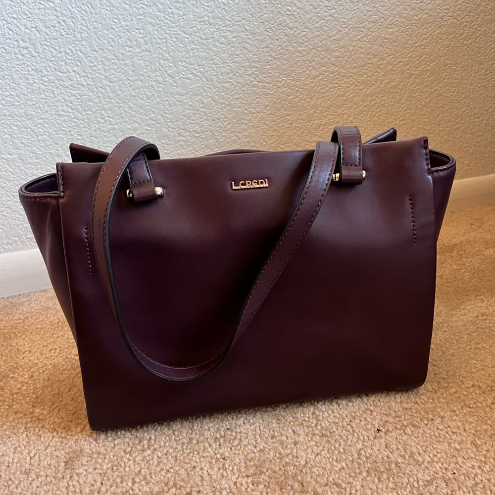 L. Credi maroon handbag